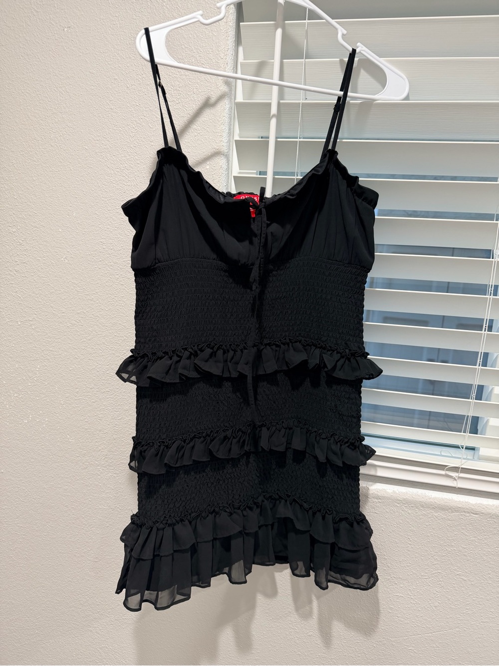 Guess Black Ruffled Smocked Cami Dress